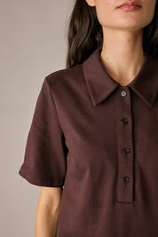 abito polo in jersey di cotone, colletto a polo, bordeaux