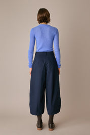 pantaloni balloon in cotone ripstop senape, silhouette balloon