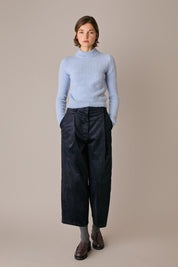 pantaloni wide-leg in velluto a coste, chiusura con cerniera e passanti per cintura