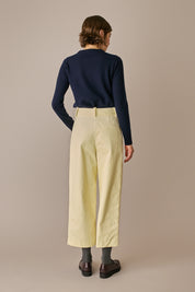 pantaloni wide-leg in velluto a coste banana, made in italy