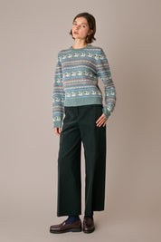 pantaloni straight-leg in velluto a coste, gamba dritta, bosco