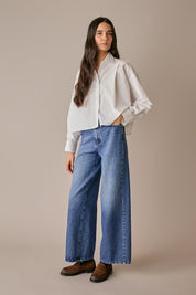 jeans 5 tasche 90s in denim di cotone 112, chiusura con cerniera