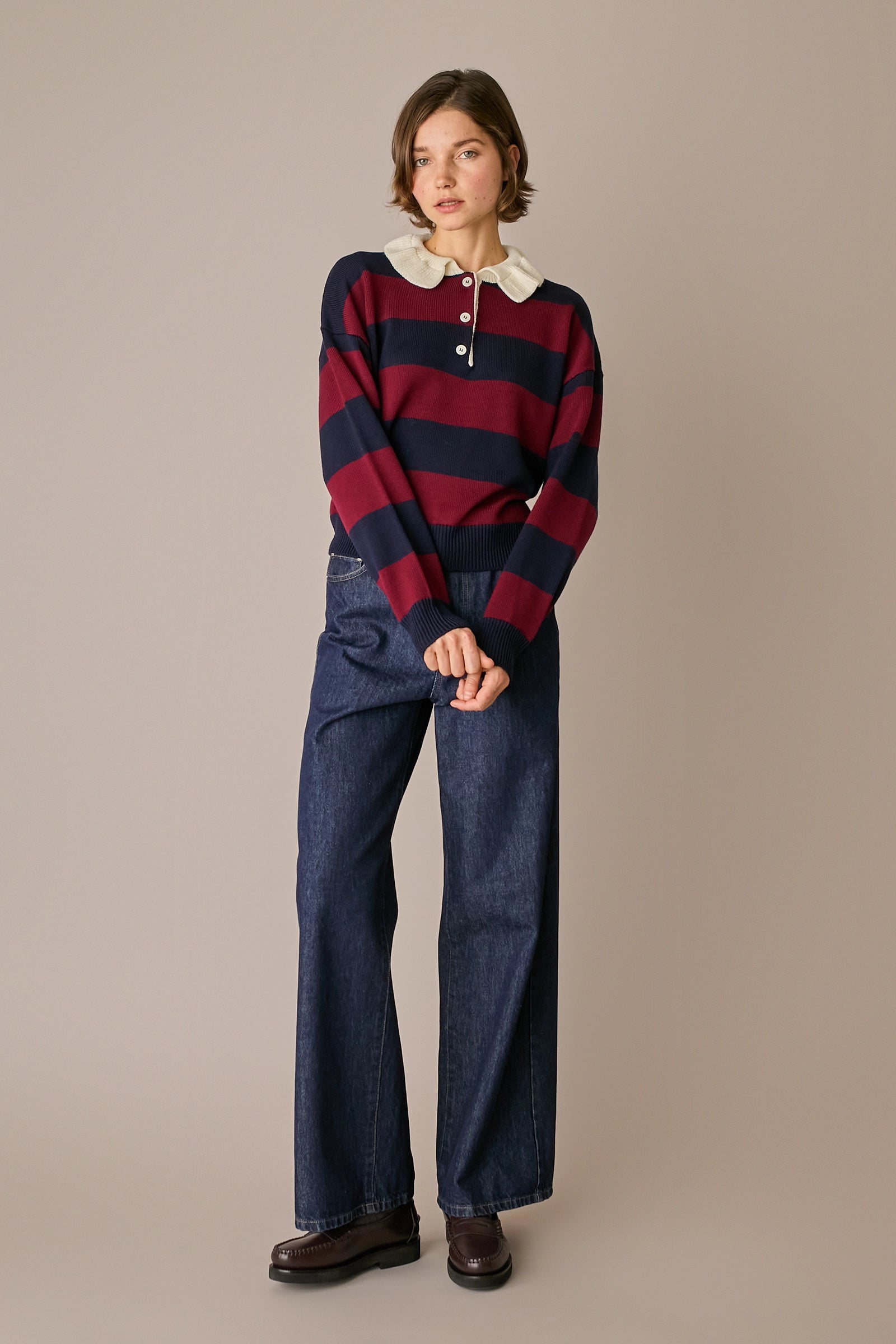 jeans 5 tasche 90s in denim di cotone denim blu, gamba dritta e ampia, per look casual