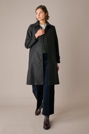 cappotto in puro cashmere grigio scuro, foderato