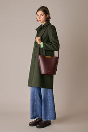 cappotto in lana vergine verde bosco, foderato