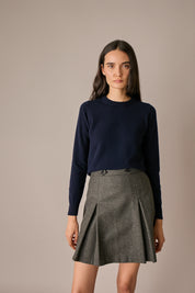 gonna in lana con martingale, made in italy, grigio scuro