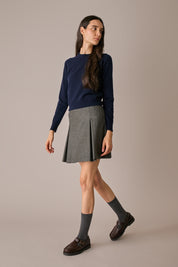 gonna in lana con martingale grigio scuro, chiusura con zip