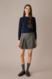 gonna in lana con martingale, chiusura con zip, grigio scuro