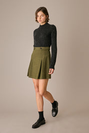 gonna in lana con martingale muschio, chiusura con zip laterale