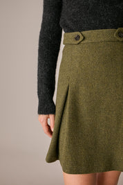 gonna in lana con martingale muschio, foderata