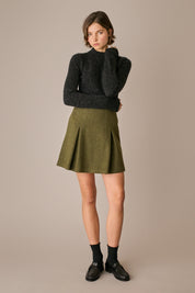 gonna in lana con martingale, chiusura con zip laterale, grigio scuro