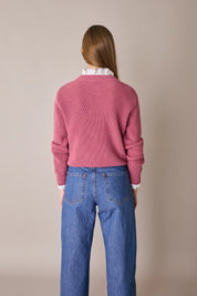 Maglia punto pannocchia con collo spesso