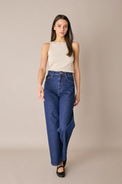 Ribbed boat-neck top