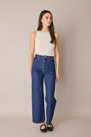 Ribbed boat-neck top