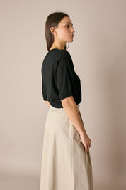 Maglia girocollo in cotone a mezze maniche