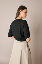 Maglia girocollo in cotone a mezze maniche