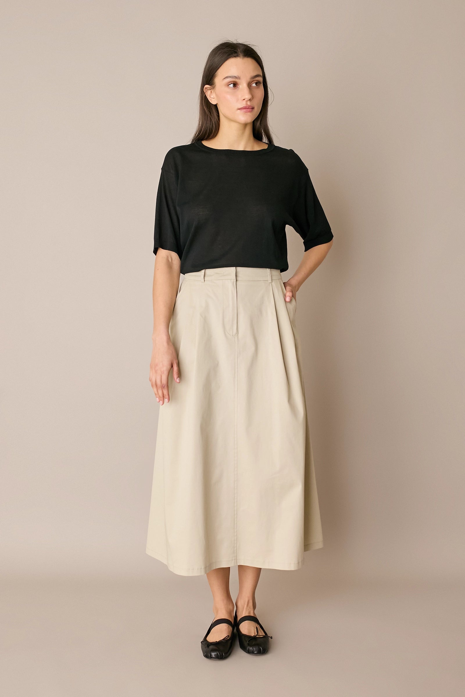 Maglia girocollo in cotone a mezze maniche