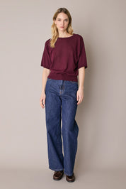 Maglia girocollo in cotone a mezze maniche