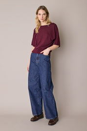 Maglia girocollo in cotone a mezze maniche