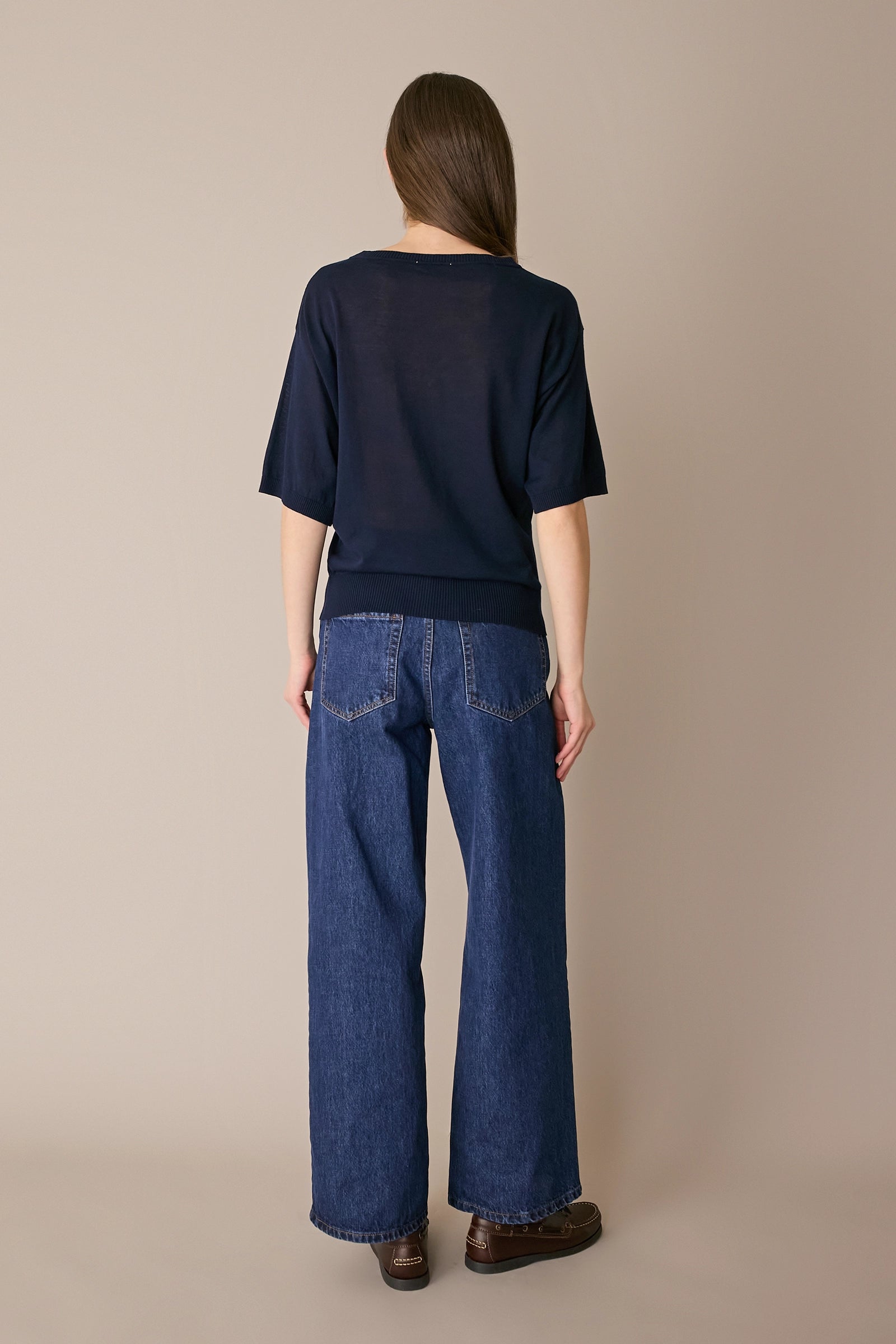 Maglia girocollo in cotone a mezze maniche