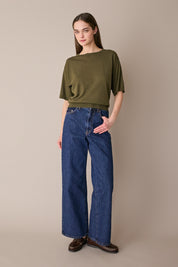 Maglia girocollo in cotone a mezze maniche
