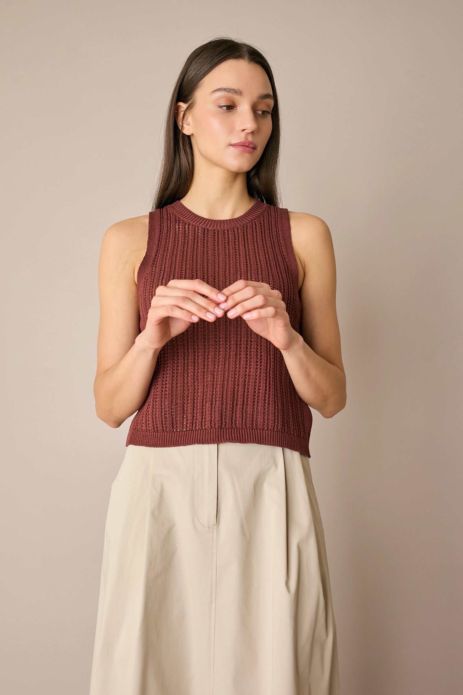 Top in cotone traforato