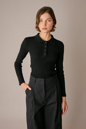 Ribbed terry-knit polo