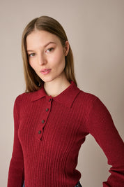 Ribbed terry-knit polo