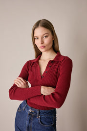 Ribbed terry-knit polo