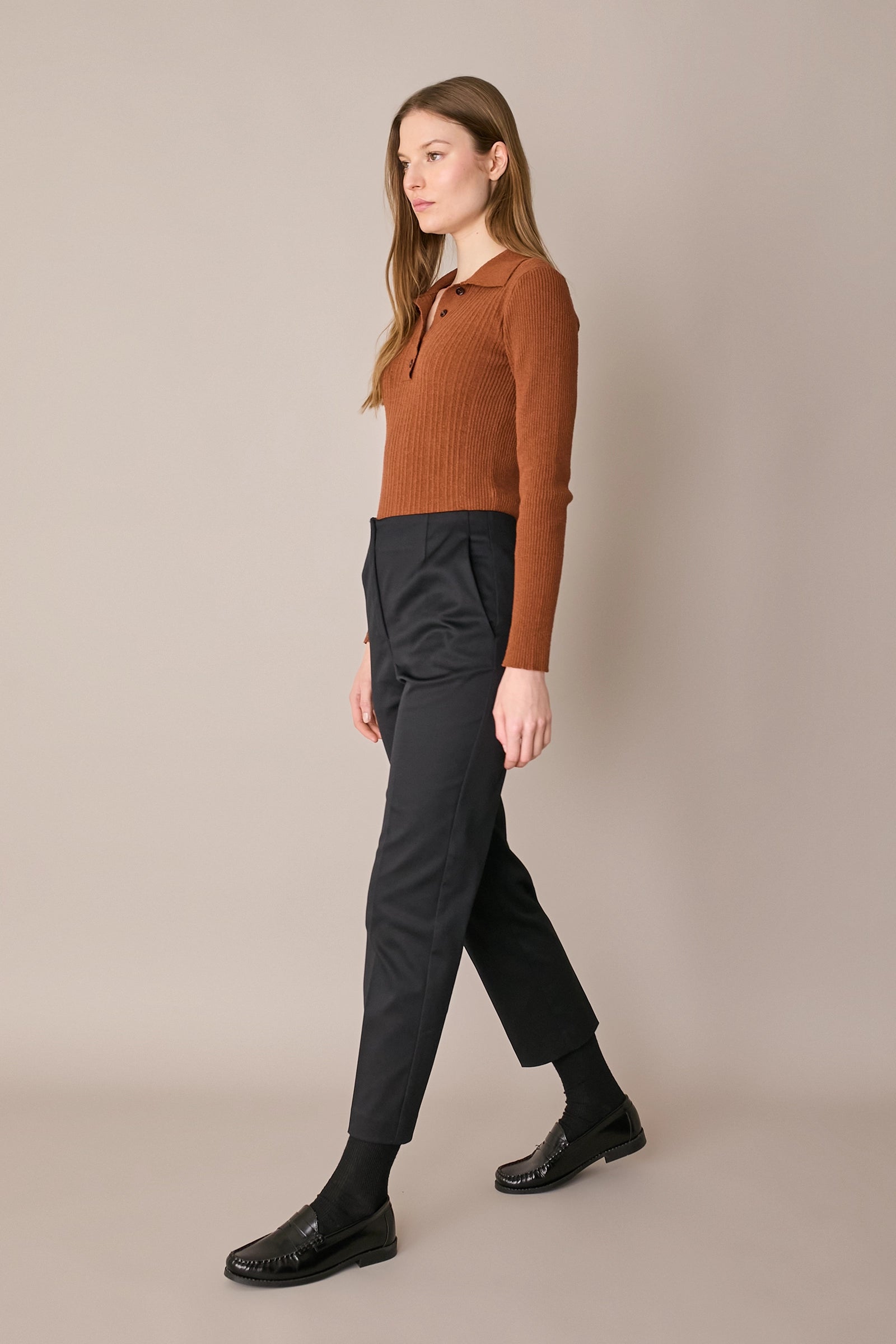 Ribbed terry-knit polo