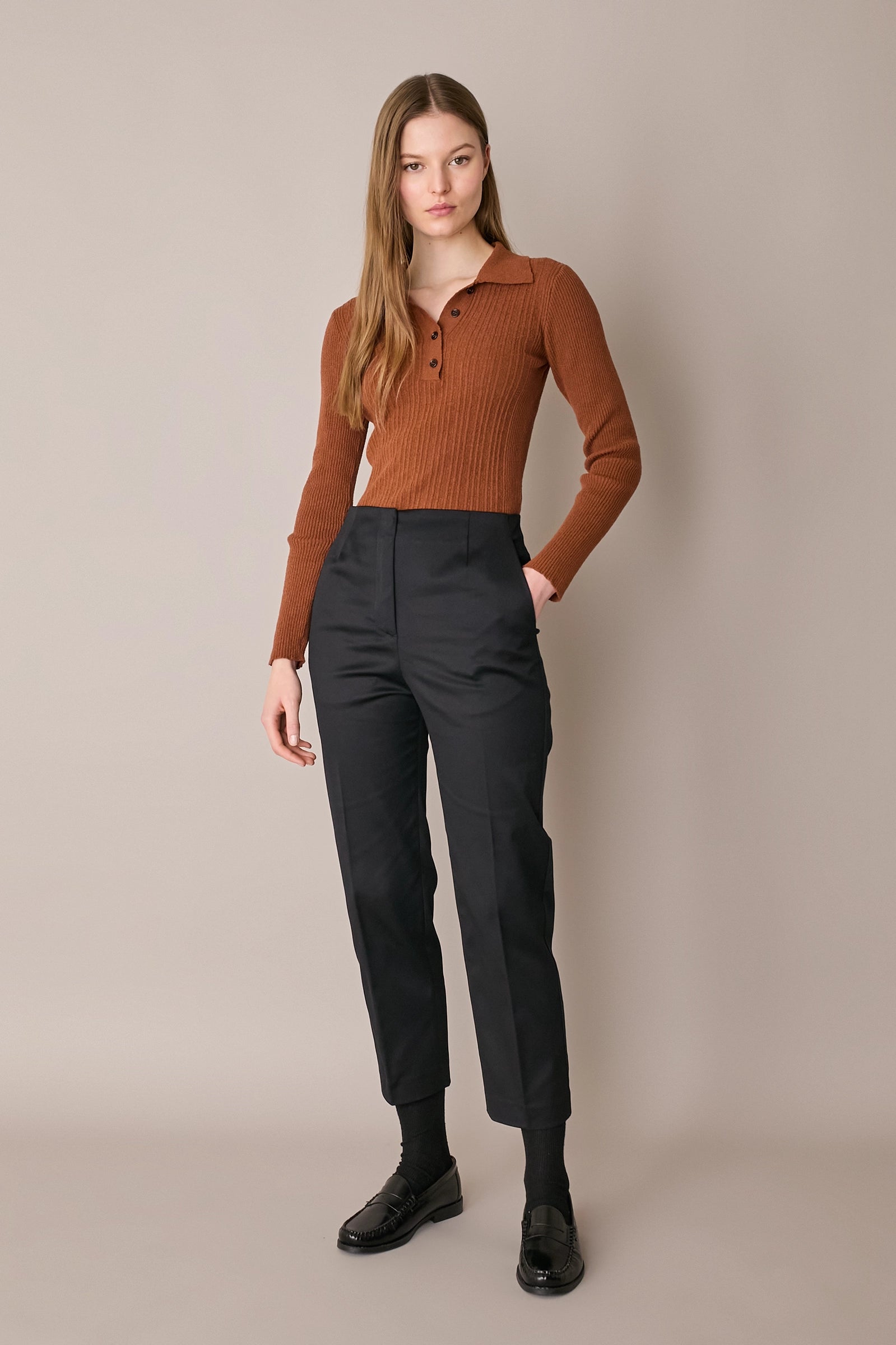Ribbed terry-knit polo