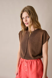 Maglia in lino e cotone con maniche kimono