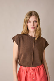 Maglia in lino e cotone con maniche kimono