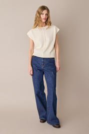 Maglia in lino e cotone con maniche kimono