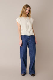 Maglia in lino e cotone con maniche kimono