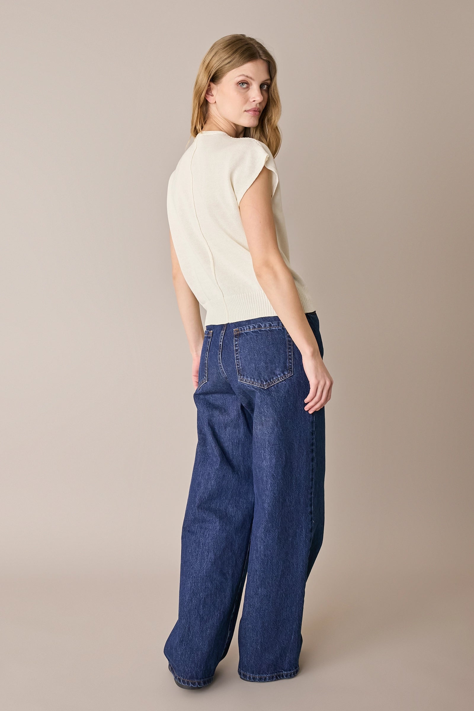 Maglia in lino e cotone con maniche kimono