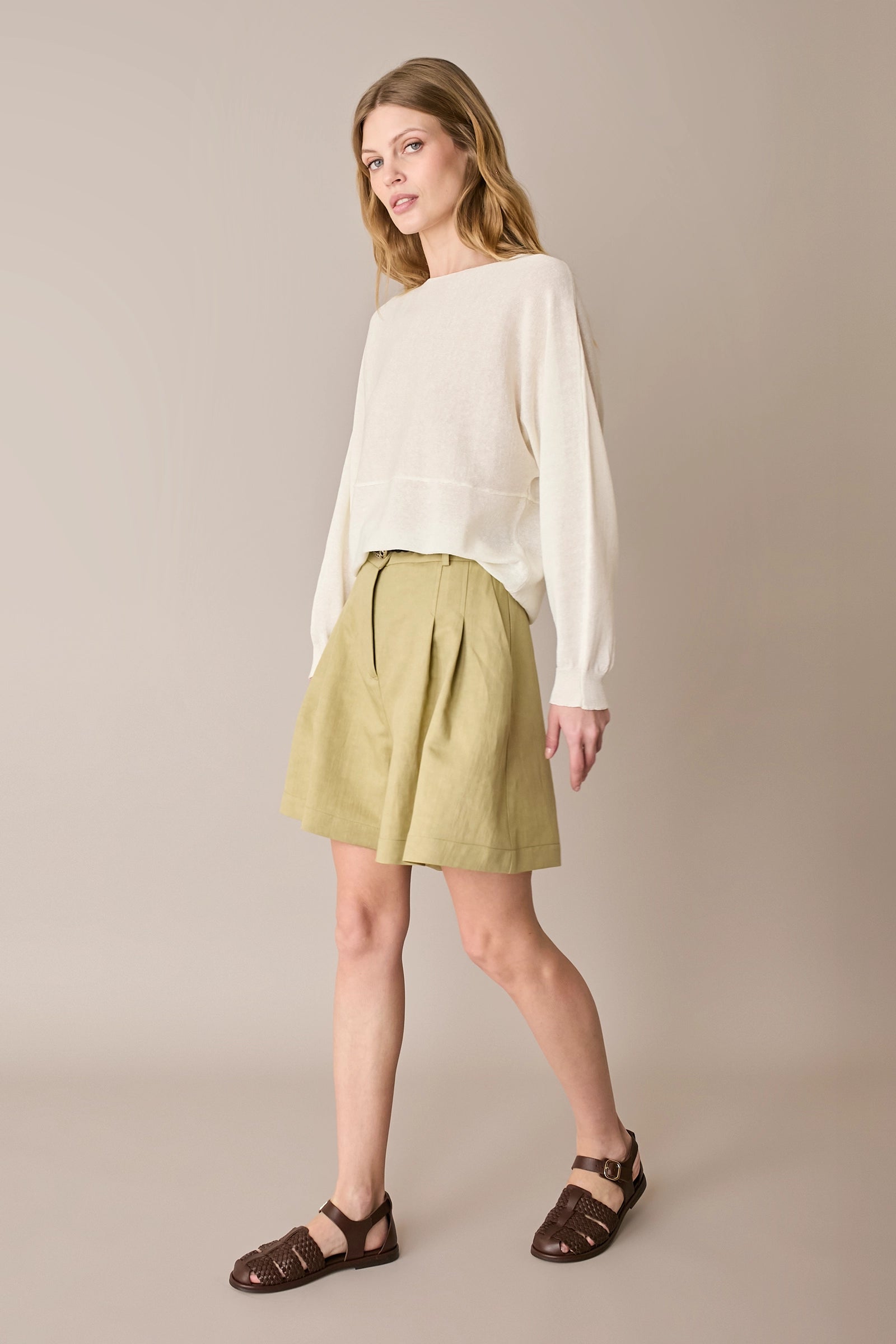Maglia relaxed in lino e cotone