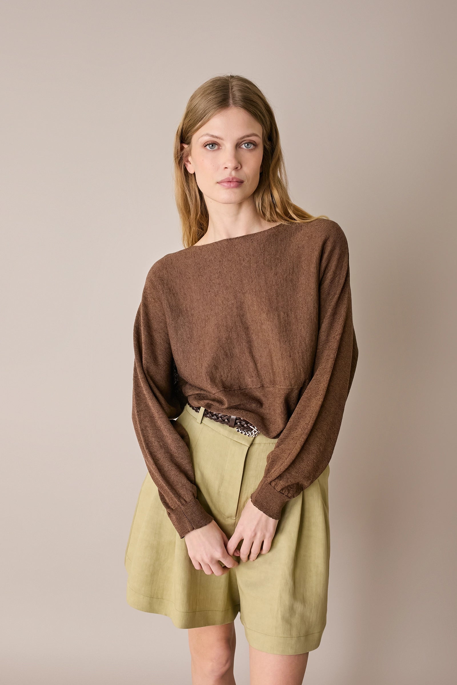 Maglia relaxed in lino e cotone