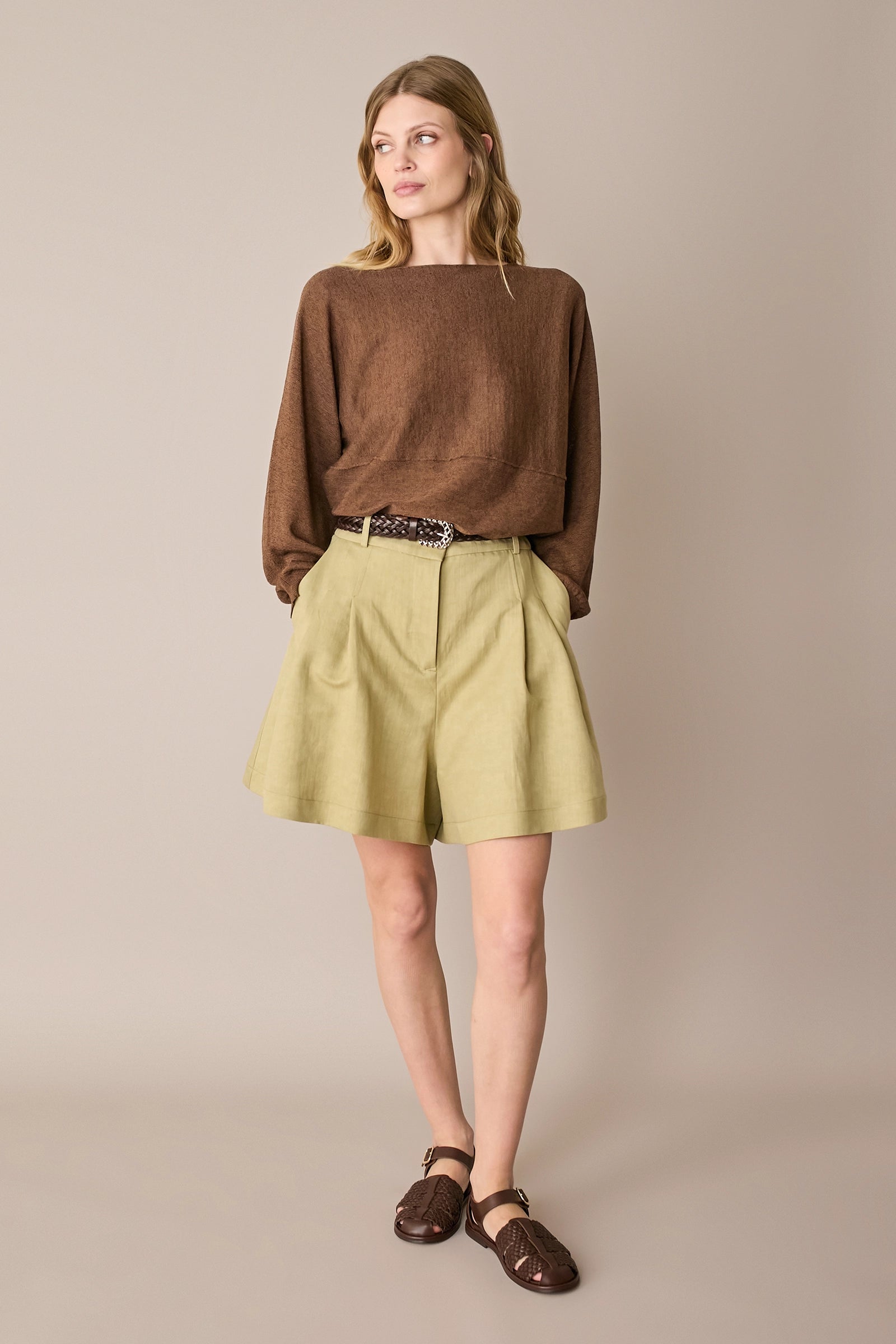 Maglia relaxed in lino e cotone