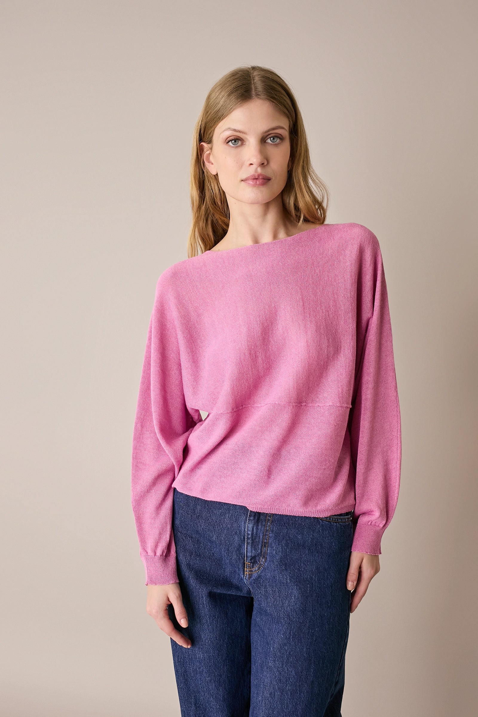 Maglia relaxed in lino e cotone