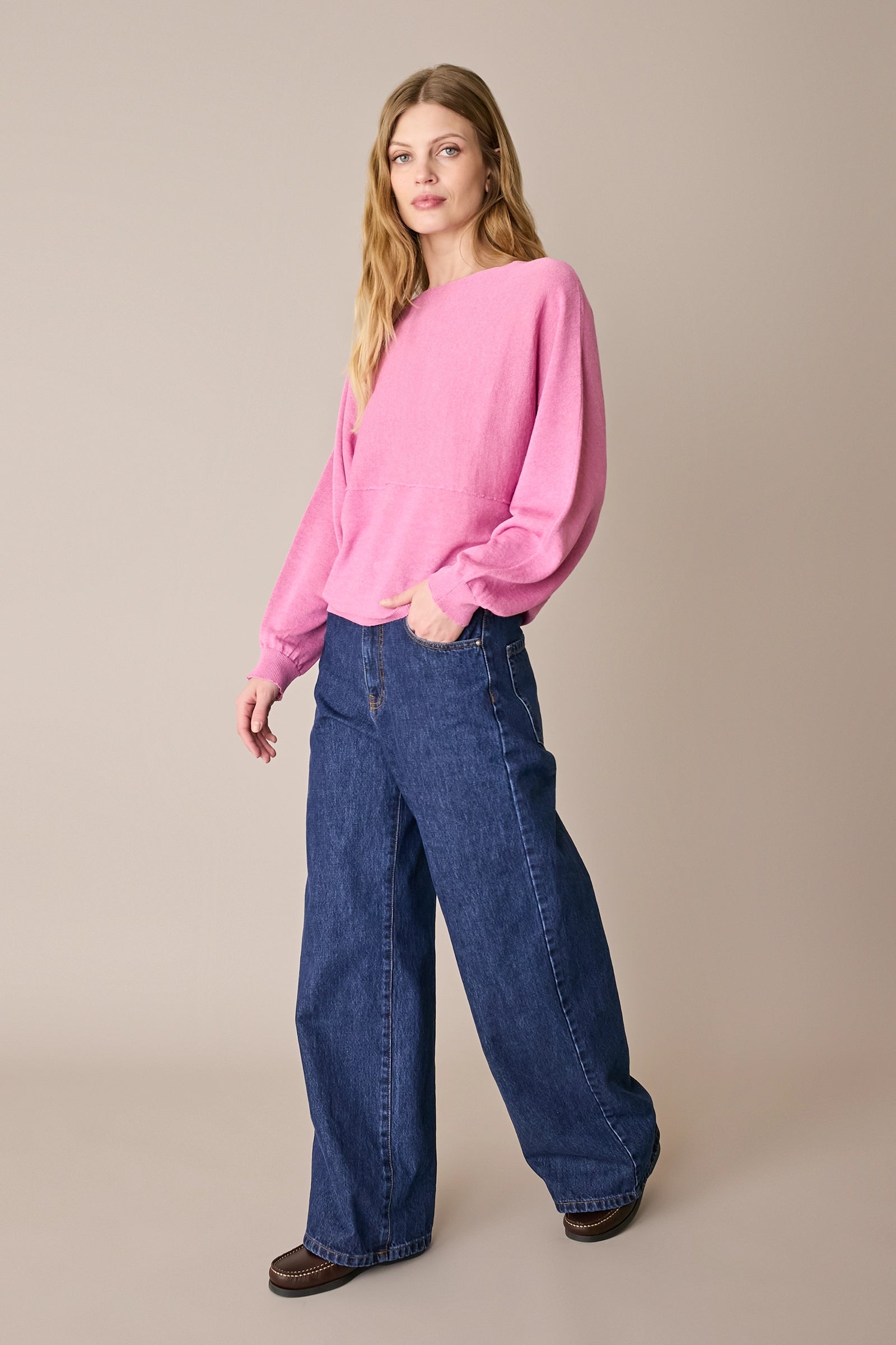 Maglia relaxed in lino e cotone