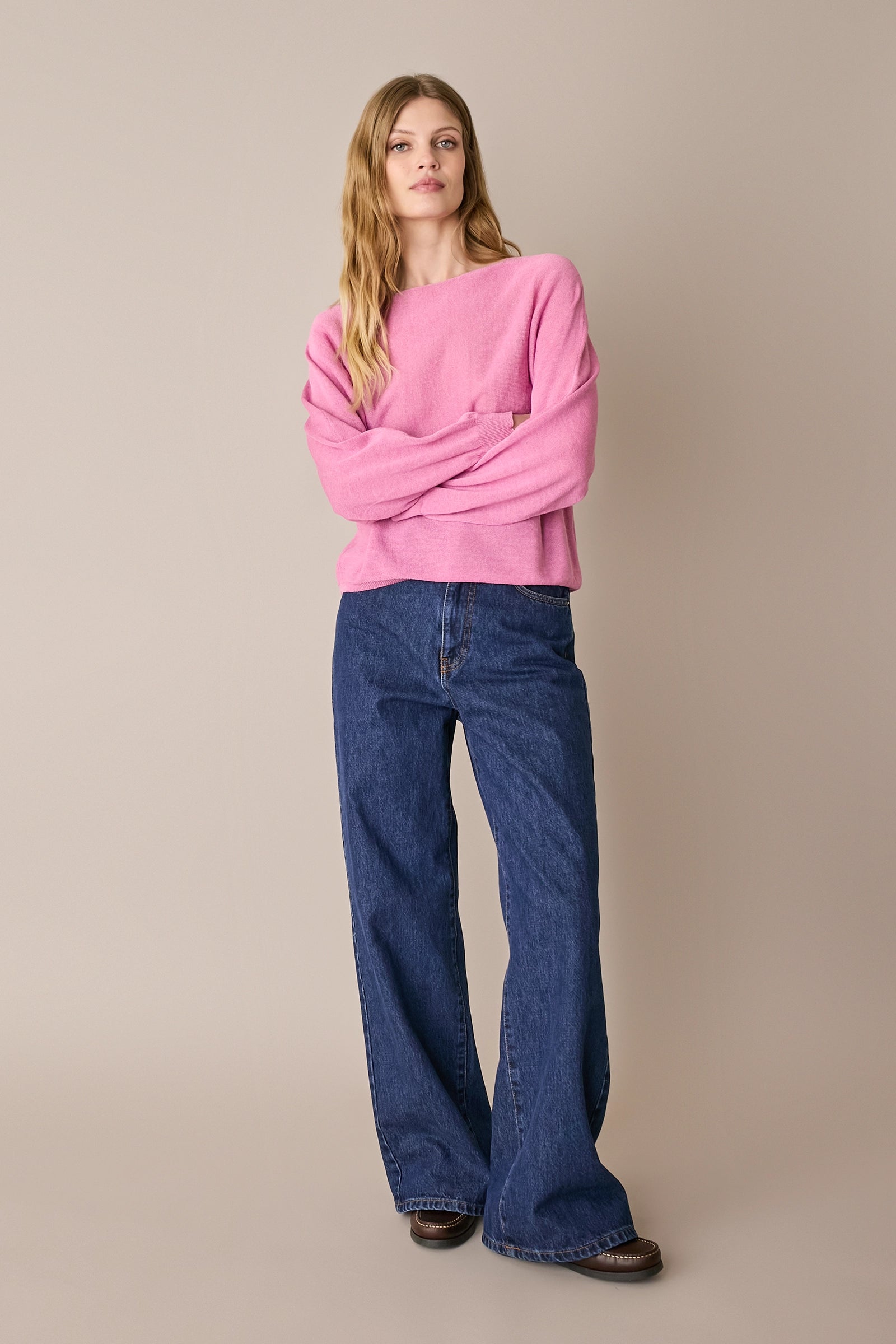 Maglia relaxed in lino e cotone