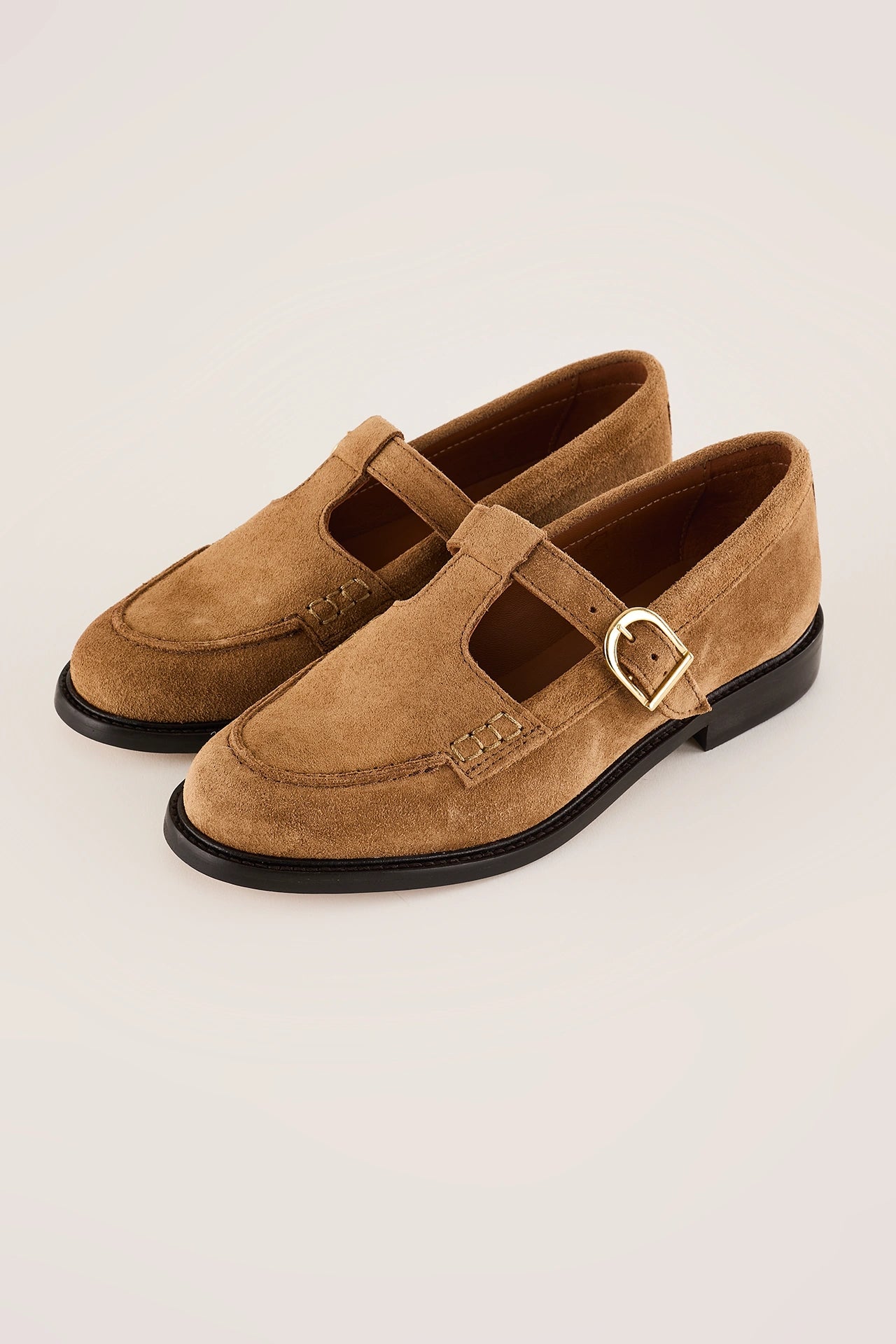 Suede T-bar loafers – Maison Toufet