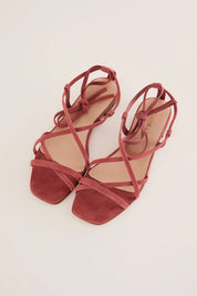 Lace-up suede sandals