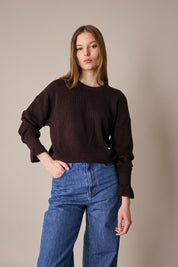 Maglia punto pannocchia con polsini volant