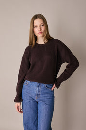 Maglia punto pannocchia con polsini volant