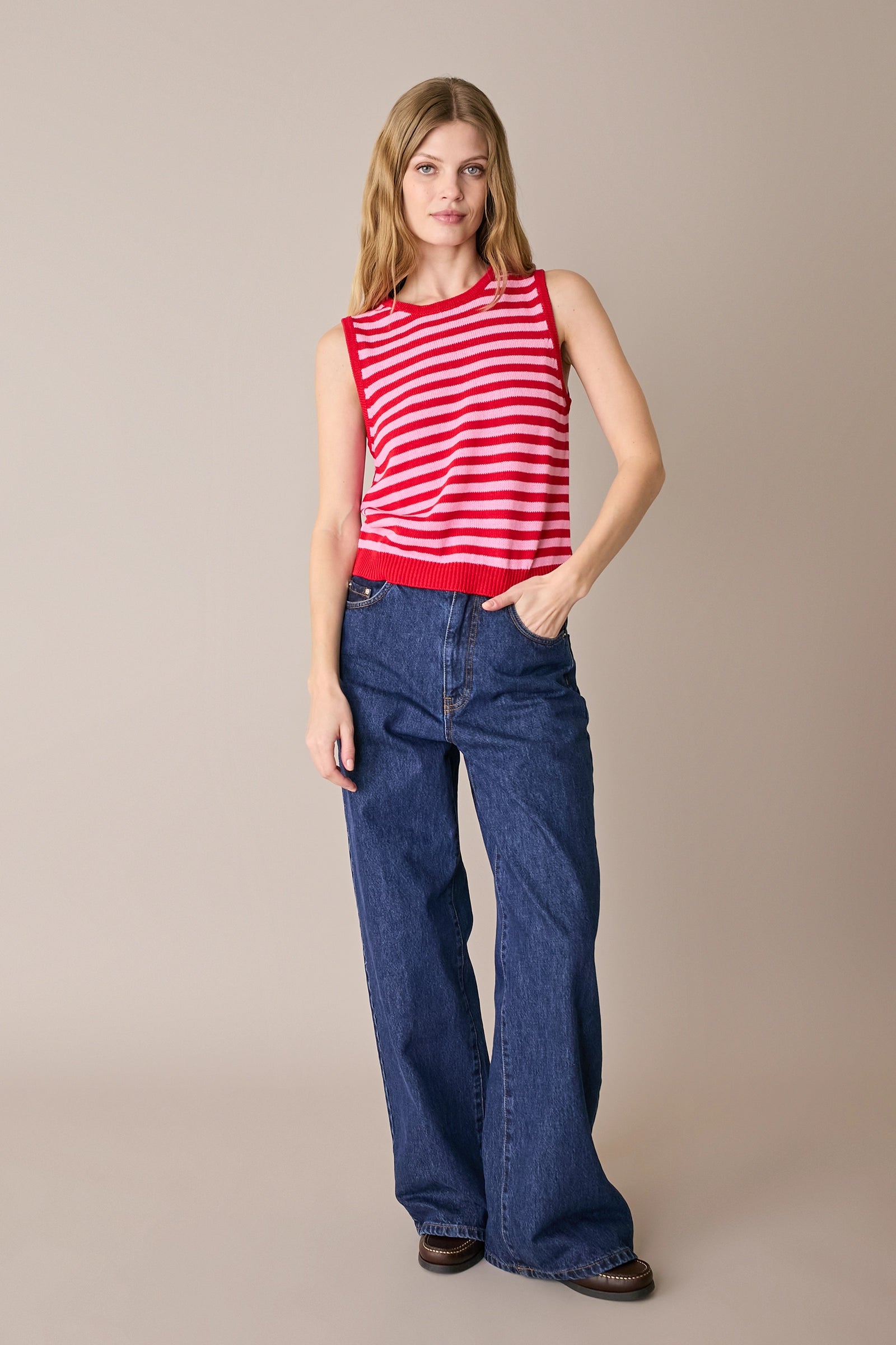 Top a righe in cotone