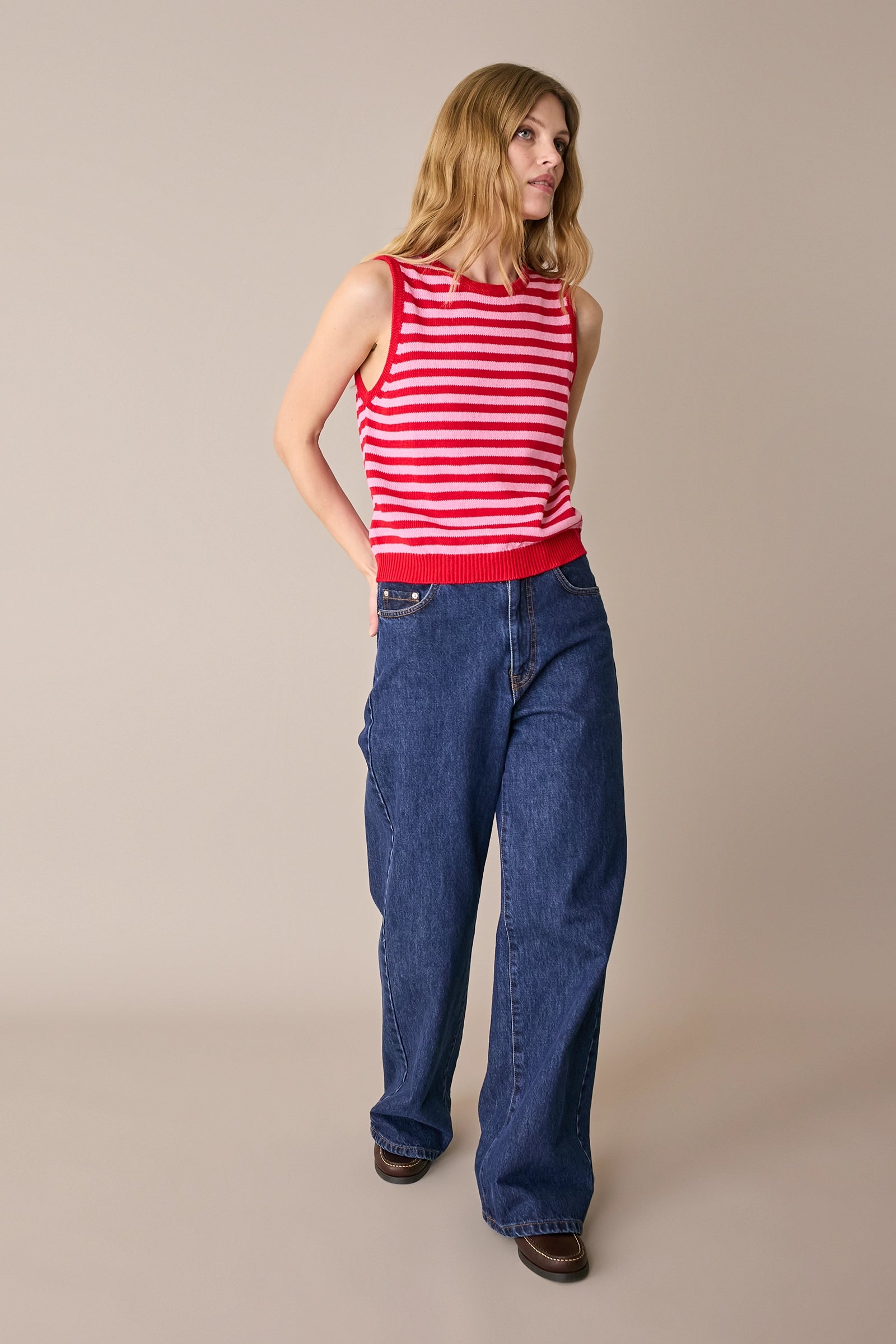 Top a righe in cotone