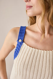 Top in maglia con spalline a contrasto