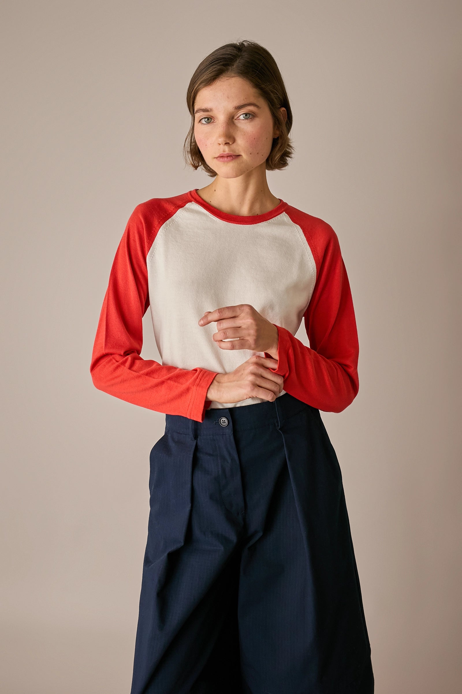 Knitted baseball tee